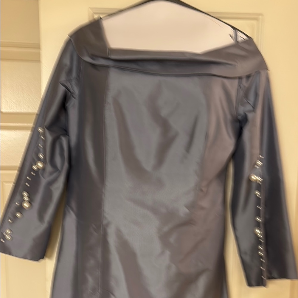 Thai silk long dress with Pearl Button Sleeves